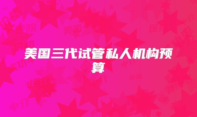 美国三代试管私人机构预算