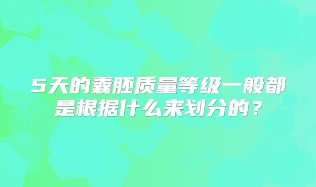 5天的囊胚质量等级一般都是根据什么来划分的？