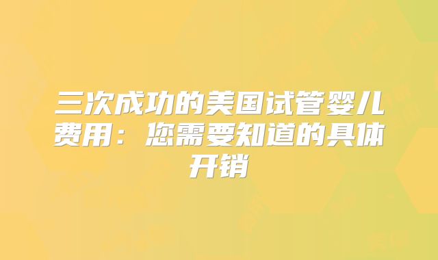 三次成功的美国试管婴儿费用：您需要知道的具体开销
