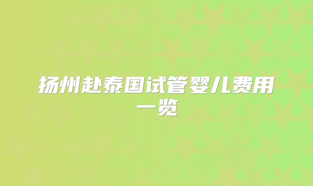 扬州赴泰国试管婴儿费用一览