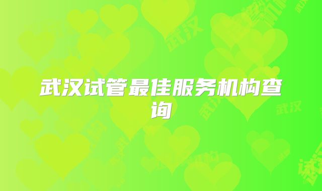 武汉试管最佳服务机构查询