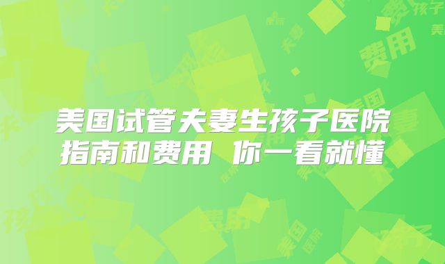 美国试管夫妻生孩子医院指南和费用 你一看就懂