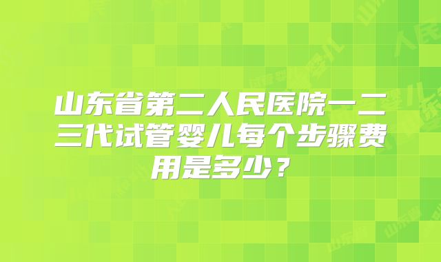 山东省第二人民医院一二三代试管婴儿每个步骤费用是多少？