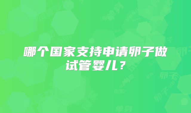 哪个国家支持申请卵子做试管婴儿?