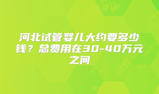 河北试管婴儿大约要多少钱？总费用在30-40万元之间