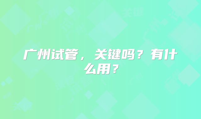 广州试管,关键吗?有什么用?