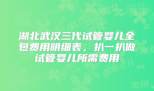 湖北武汉三代试管婴儿全包费用明细表，扒一扒做试管婴儿所需费用