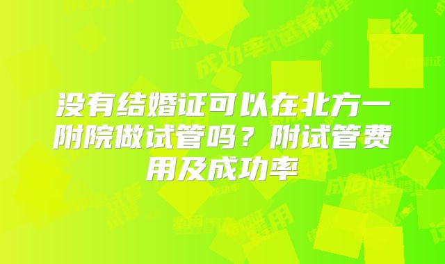 没有结婚证可以在北方一附院做试管吗？附试管费用及成功率