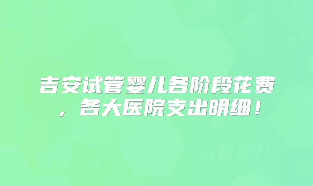 吉安试管婴儿各阶段花费，各大医院支出明细！
