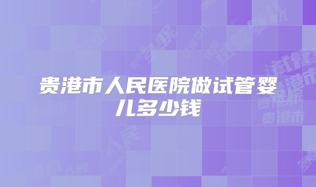 贵港市人民医院做试管婴儿多少钱