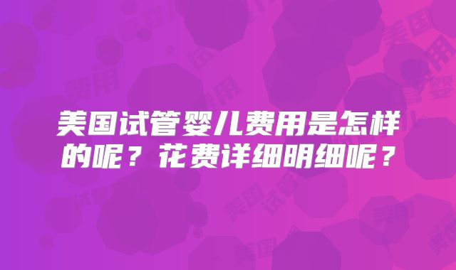 美国试管婴儿费用是怎样的呢？花费详细明细呢？