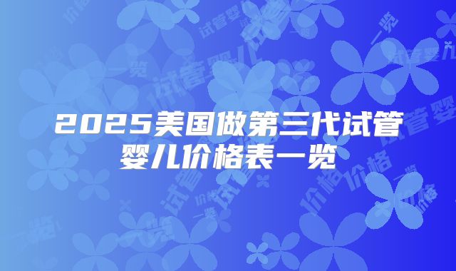 2025美国做第三代试管婴儿价格表一览