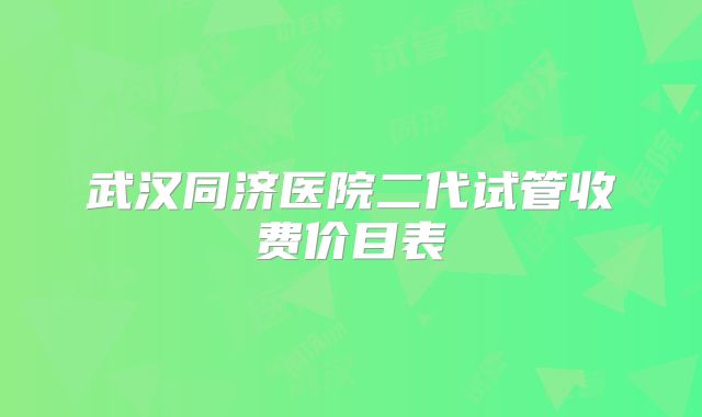 武汉同济医院二代试管收费价目表