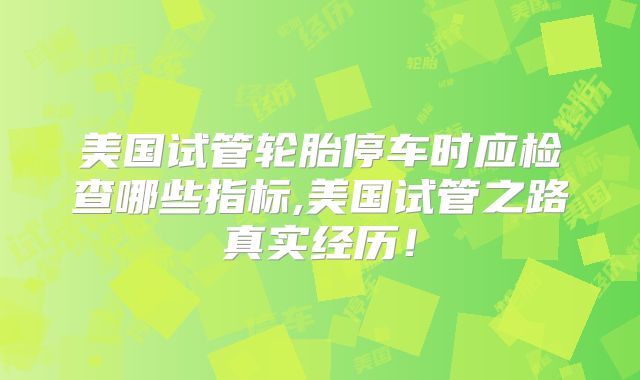 美国试管轮胎停车时应检查哪些指标,美国试管之路真实经历！