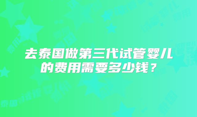 去泰国做第三代试管婴儿的费用需要多少钱？