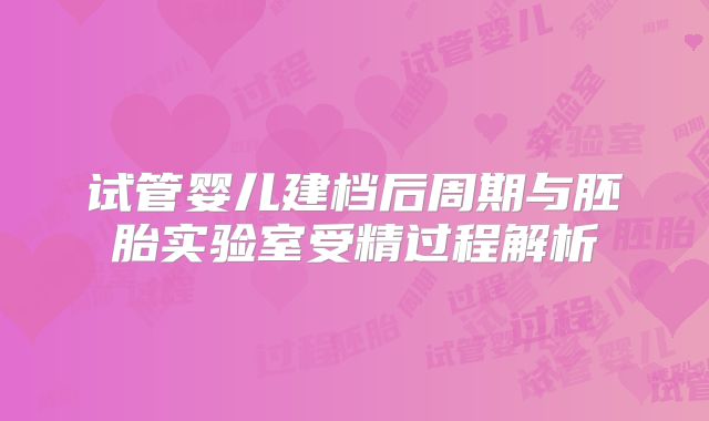 试管婴儿建档后周期与胚胎实验室受精过程解析