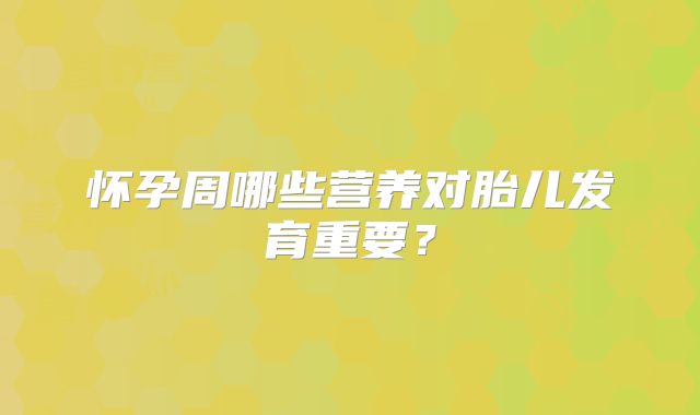 怀孕周哪些营养对胎儿发育重要？