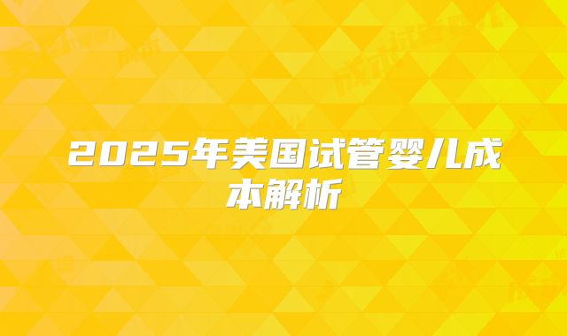 2025年美国试管婴儿成本解析