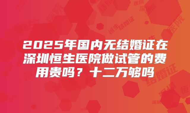 2025年国内无结婚证在深圳恒生医院做试管的费用贵吗？十二万够吗