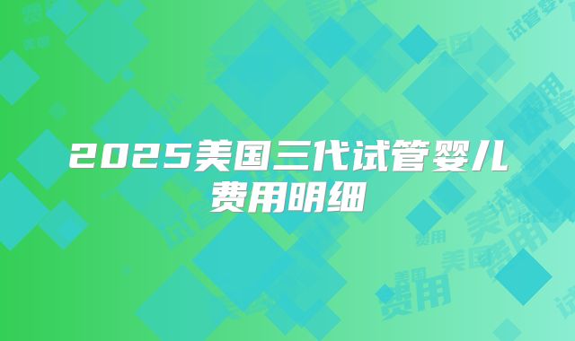2025美国三代试管婴儿费用明细