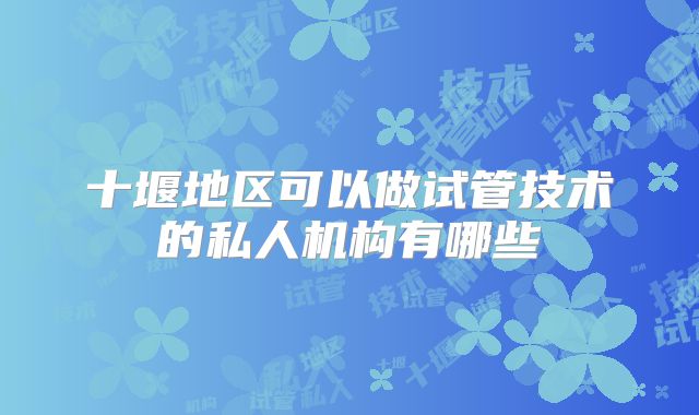 十堰地区可以做试管技术的私人机构有哪些