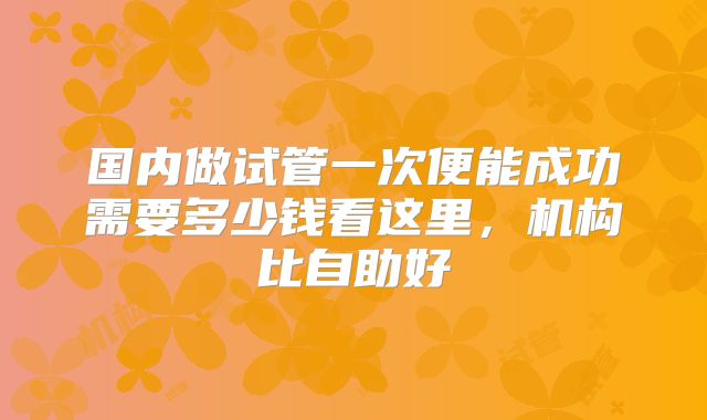 国内做试管一次便能成功需要多少钱看这里，机构比自助好