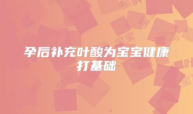 孕后补充叶酸为宝宝健康打基础