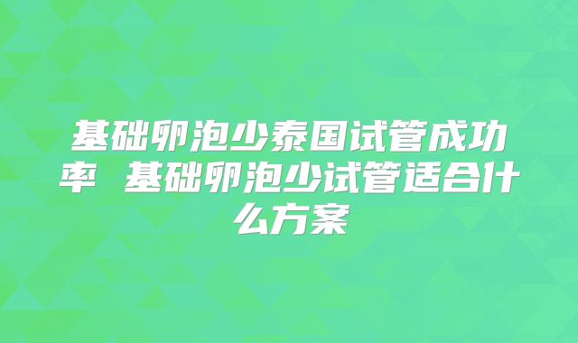 基础卵泡少泰国试管成功率 基础卵泡少试管适合什么方案
