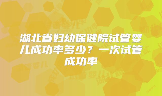 湖北省妇幼保健院试管婴儿成功率多少？一次试管成功率