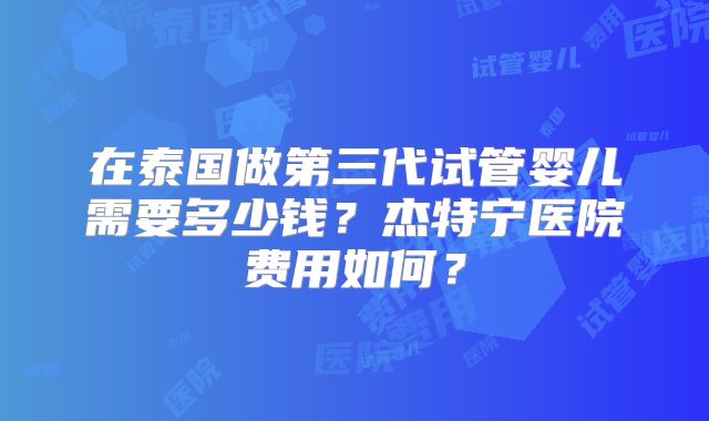 在泰国做第三代试管婴儿需要多少钱？杰特宁医院费用如何？
