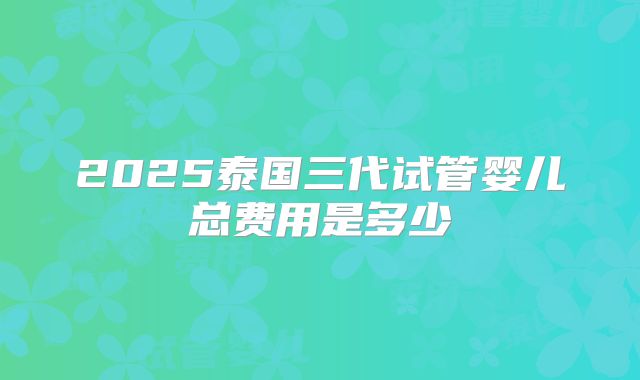 2025泰国三代试管婴儿总费用是多少