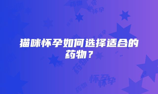 猫咪怀孕如何选择适合的药物？