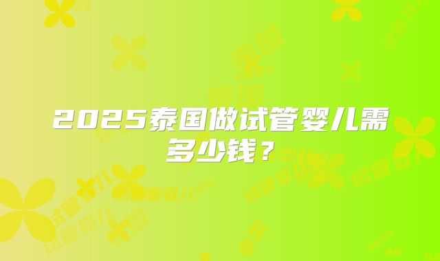 2025泰国做试管婴儿需多少钱？