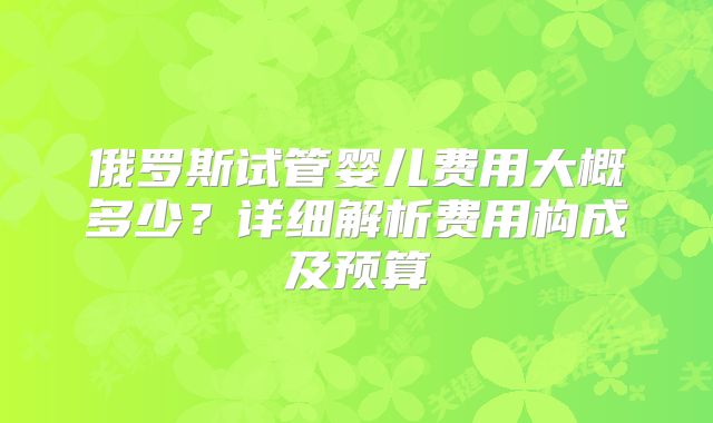 俄罗斯试管婴儿费用大概多少？详细解析费用构成及预算