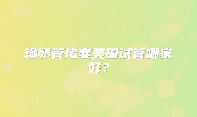 输卵管堵塞美国试管哪家好？