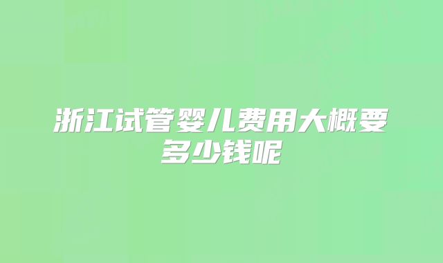 浙江试管婴儿费用大概要多少钱呢