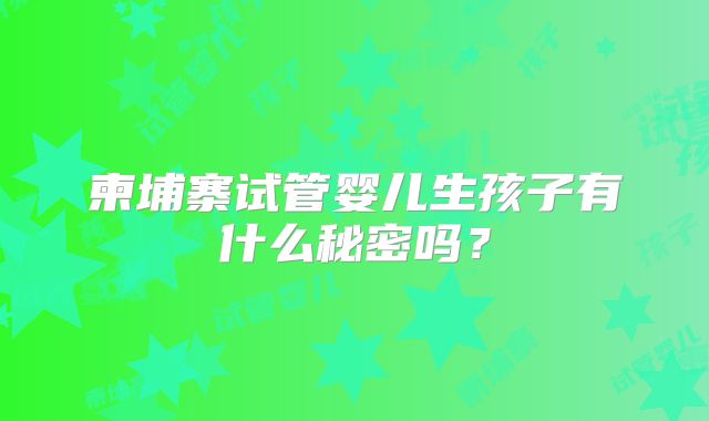 柬埔寨试管婴儿生孩子有什么秘密吗？