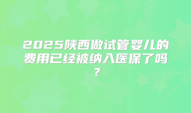 2025陕西做试管婴儿的费用已经被纳入医保了吗？