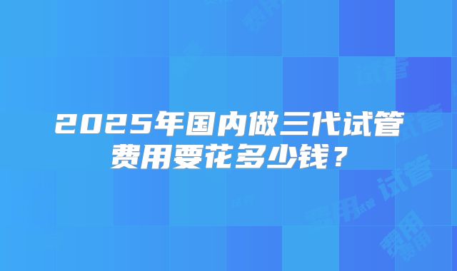 2025年国内做三代试管费用要花多少钱?