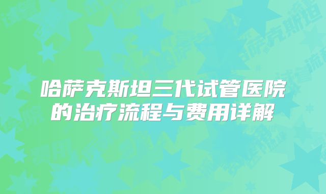 哈萨克斯坦三代试管医院的治疗流程与费用详解