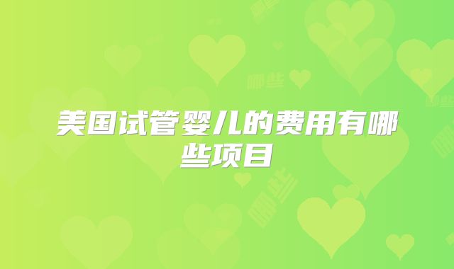 美国试管婴儿的费用有哪些项目