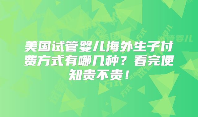 美国试管婴儿海外生子付费方式有哪几种？看完便知贵不贵！
