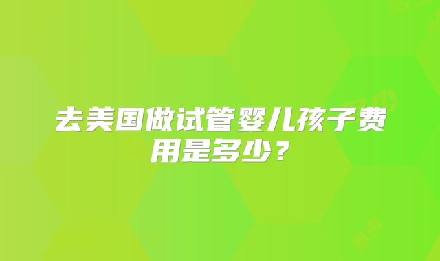 去美国做试管婴儿孩子费用是多少？