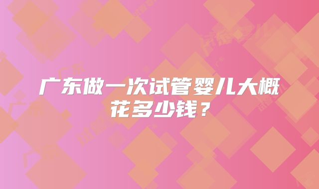 广东做一次试管婴儿大概花多少钱？