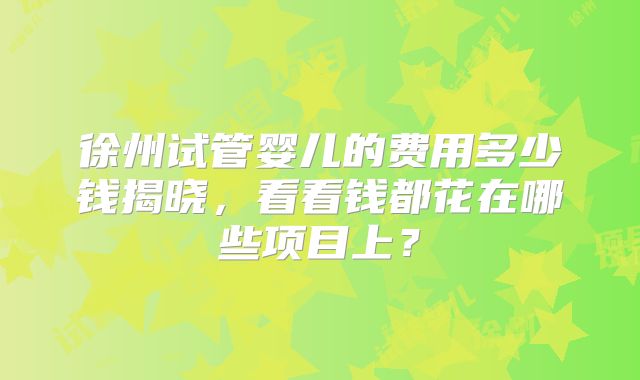 徐州试管婴儿的费用多少钱揭晓，看看钱都花在哪些项目上？