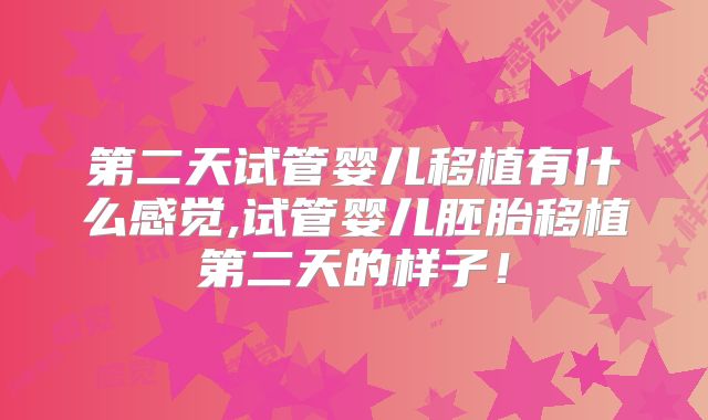 第二天试管婴儿移植有什么感觉,试管婴儿胚胎移植第二天的样子！