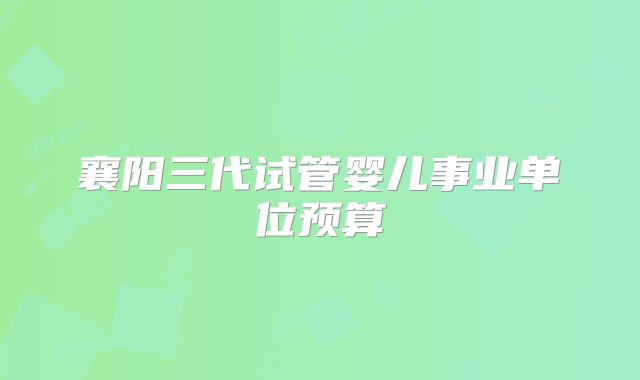 襄阳三代试管婴儿事业单位预算
