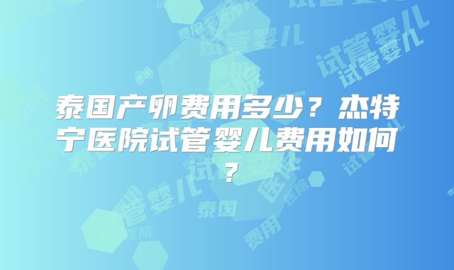 泰国产卵费用多少？杰特宁医院试管婴儿费用如何？
