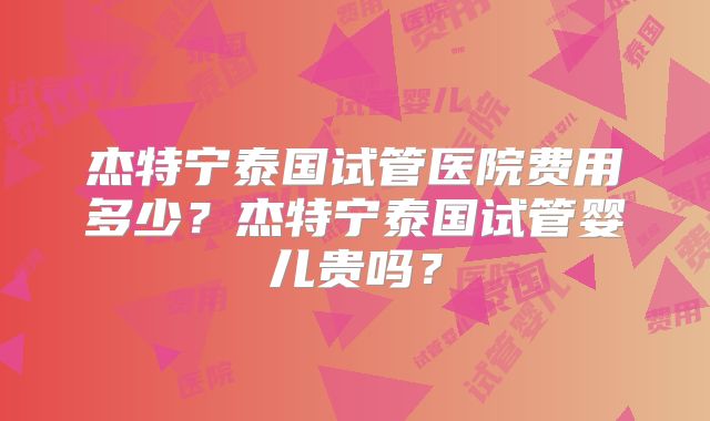 杰特宁泰国试管医院费用多少？杰特宁泰国试管婴儿贵吗？