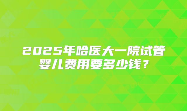 2025年哈医大一院试管婴儿费用要多少钱？